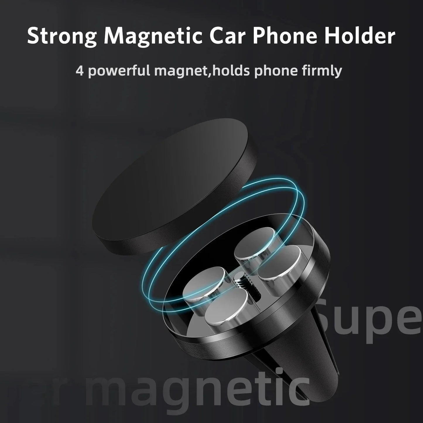 Magnetic Car Phone Holder - Air Vent Smartphone Mount Stand for iPhone, Samsung, Xiaomi & GPS Devices