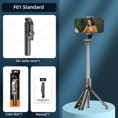 Bluetooth Selfie Stick Tripod with Wireless Remote and Phone Holder – Adjustable Desktop Stand for iPhone & Android, Optional Fill Light
