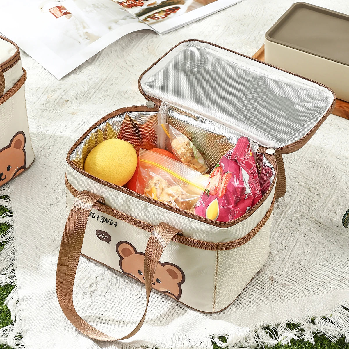 WORTHBUY Cute Thermal Lunch Bag – Large Capacity Insulated, Waterproof & Portable Picnic Cooler for Students