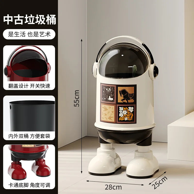 Creative Astronaut Trash Bin - Decorative Household Garbage Storage for Bedroom, Bathroom & Living Room