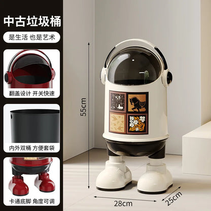 Creative Astronaut Trash Bin - Decorative Household Garbage Storage for Bedroom, Bathroom & Living Room