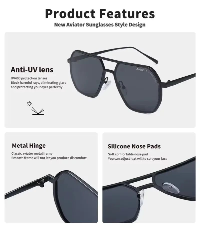 Vintage Retro Sports Sunglasses — Metal Frame Eyewear with UV400 Protection