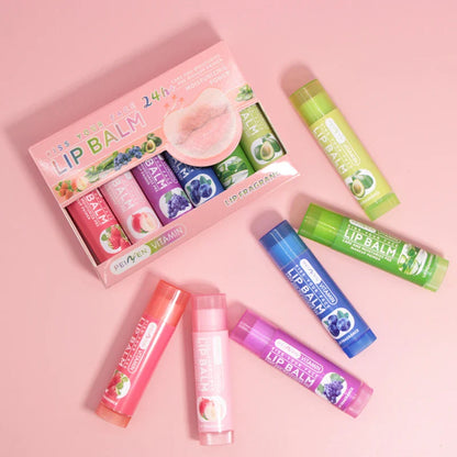 6PCS Fruit-Flavored Lip Balm Set with Aloe Vera – Deep Hydrating Lip Moisturizer, Anti-Dryness Lip Care, Plumping & Smoothing Lip Lines Treatment