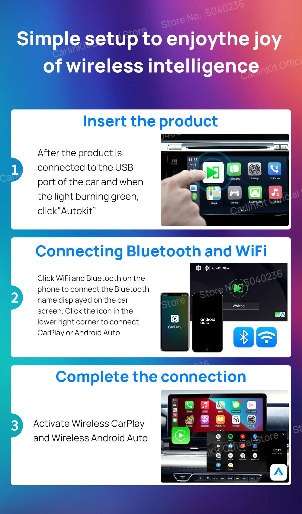 CarlinKit Android 13 AI TV Box – 8-Core Wireless CarPlay & Android Auto with Split Screen, 64G/128G for Netflix, YouTube, Play Store