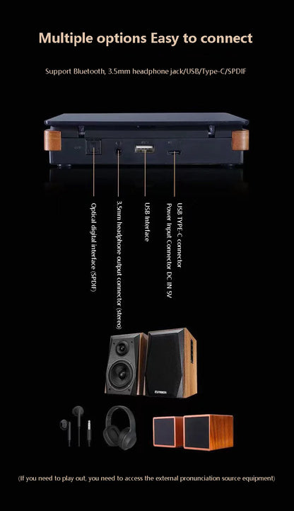 Wooden HIFI CD Player – Bluetooth 5.1, Digital Optical Output, USB Lossless Playback, Infrared Remote Control