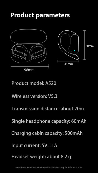 Bosebye A520 Bluetooth 5.3 TWS Earphones - HiFi Stereo, Waterproof Wireless Sports Earbuds with Mic and Touch Control