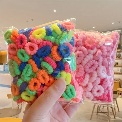 Girls Elastic Hair Bands - 100-Piece Set of Cute Ponytail Holders for Kids