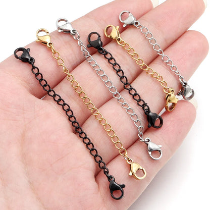 Louleur 5PCS Stainless Steel Necklace Extender Chains – Lobster Clasp Extension Tail Chains for DIY Bracelets & Jewelry