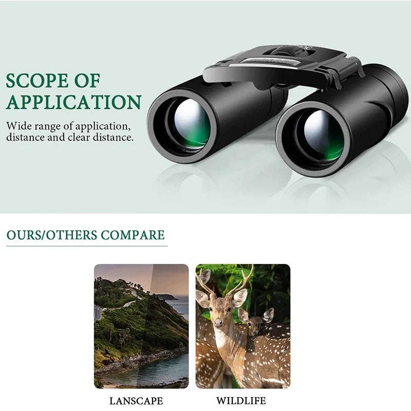 700x25 HD Zoom Portable Binoculars: Powerful Long-Range Telescope Jumelles - Folding Low-Light Night Vision Binoculars for Hunting