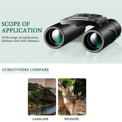 700x25 HD Zoom Portable Binoculars: Powerful Long-Range Telescope Jumelles - Folding Low-Light Night Vision Binoculars for Hunting