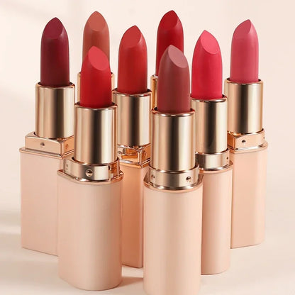 Deep Red Matte Lipstick – 8 Colors, Waterproof, Non-Stick Cup, Velvet Lip Balm, Dark Red Lipsticks for Easy Application