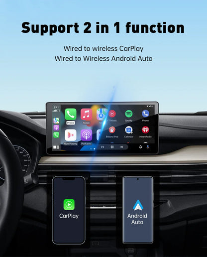 XUDA 2-in-1 Wireless CarPlay & Android Auto Mini Box - Plug & Play, Automatic Connection for 99% of Cars