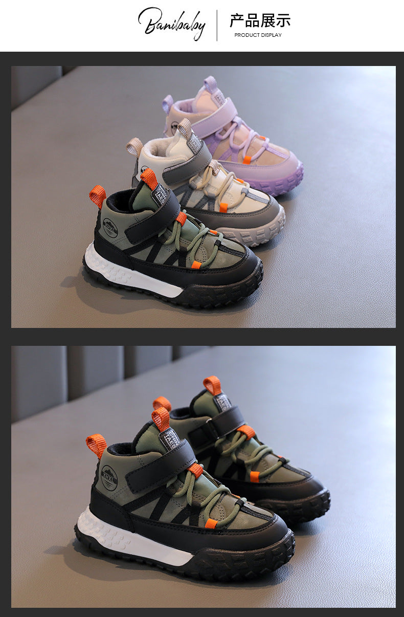 Children’s Autumn Winter Sneakers – Plush Cashmere Lined Sport Shoes for Boys & Girls, Warm Casual Running Flats for Teens