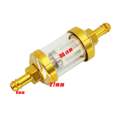 8mm CNC Aluminum Alloy Glass Gas Fuel Filter for Dirt Pit Bike - Enhanced Oil Filtration for CRF70, TTR100, KLX65, and More 125/140/150/160cc Models
