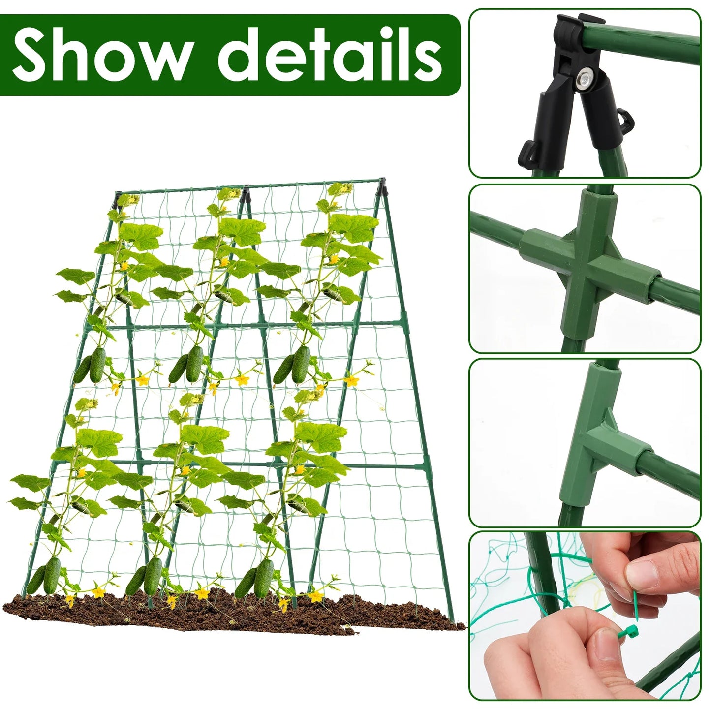 A-Frame Cucumber Trellis - Detachable Garden Plant Support Frame for Tomatoes & Climbing Vegetables