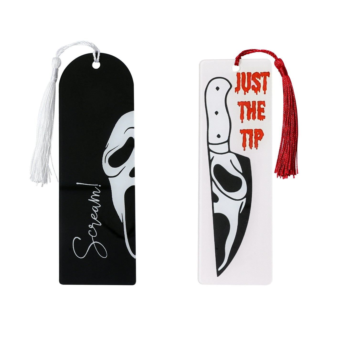 Horror Movie Fan Bookmark — Knife-Shaped Acrylic Bookmark with Tassel for Study & Reading