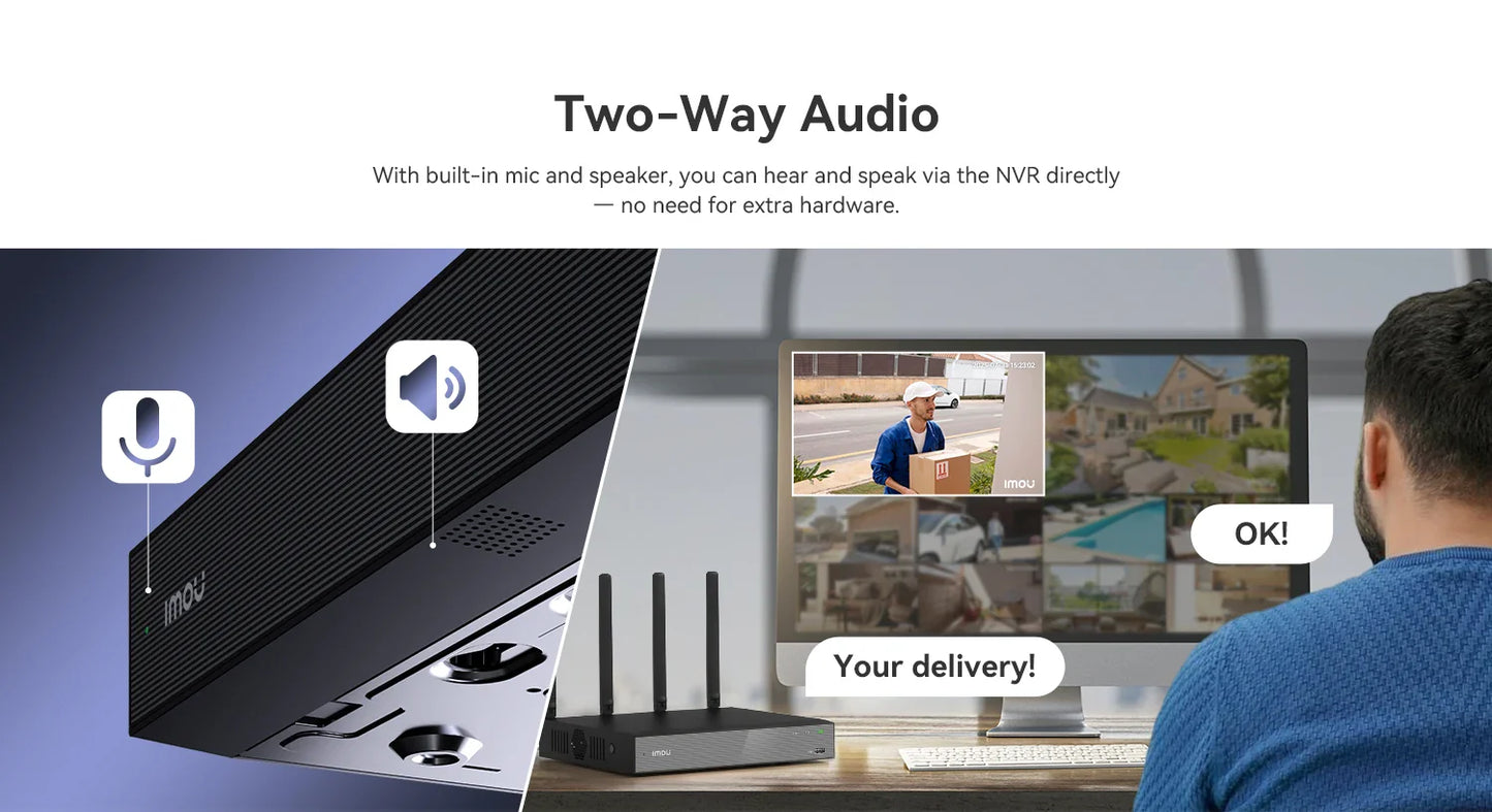 IMOU 10/18CH Wireless NVR – Dual-Band 2.4/5GHz Wi-Fi Network Security System, Metal Shell