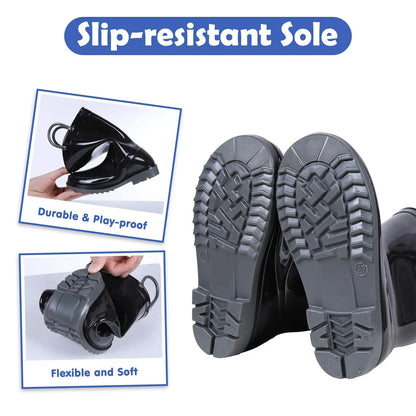 Shevalues Kids Waterproof Rain Boots – Non-Slip Toddler Boots with Easy-On Handles for Boys & Girls