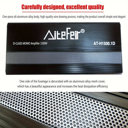 1500W RMS Class D Mono Amplifier with Remote - 1-Channel Stable Power Amp for Subwoofer Systems