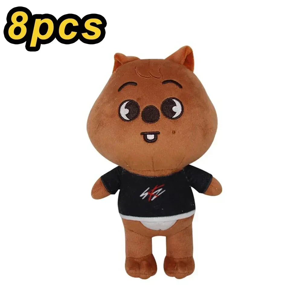 20cm Kawaii Skzoo Plush Toy Set – 8pcs Cartoon Stuffed Animals for Kids, Room Decor & Gifts