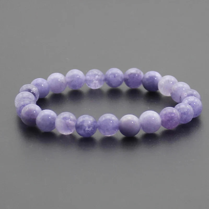 8mm Natural Stone Beaded Bracelet - Black Onyx Lava Tiger Eye Agate Quartz Chakra Yoga Energy Jewelry for Men & Women