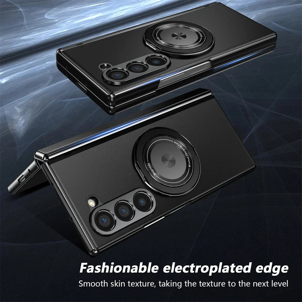 360° Rotating Magnetic Ring Case for Samsung Galaxy Z Fold 6/5/4/3 5G – Hinge Protection Phone Cover with Holder