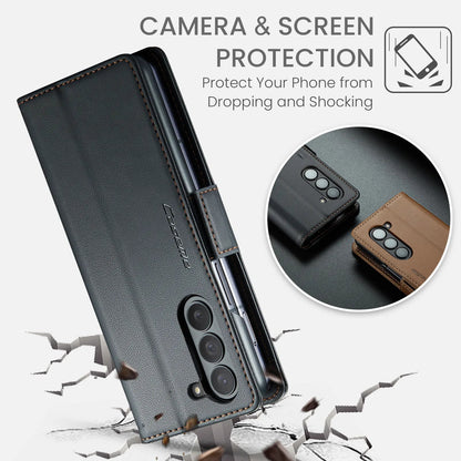 Magnetic PU Leather Phone Case for Samsung Galaxy Z Fold 7/6/5 — Fold6/5 5G Wallet Card Holder Shockproof Cover