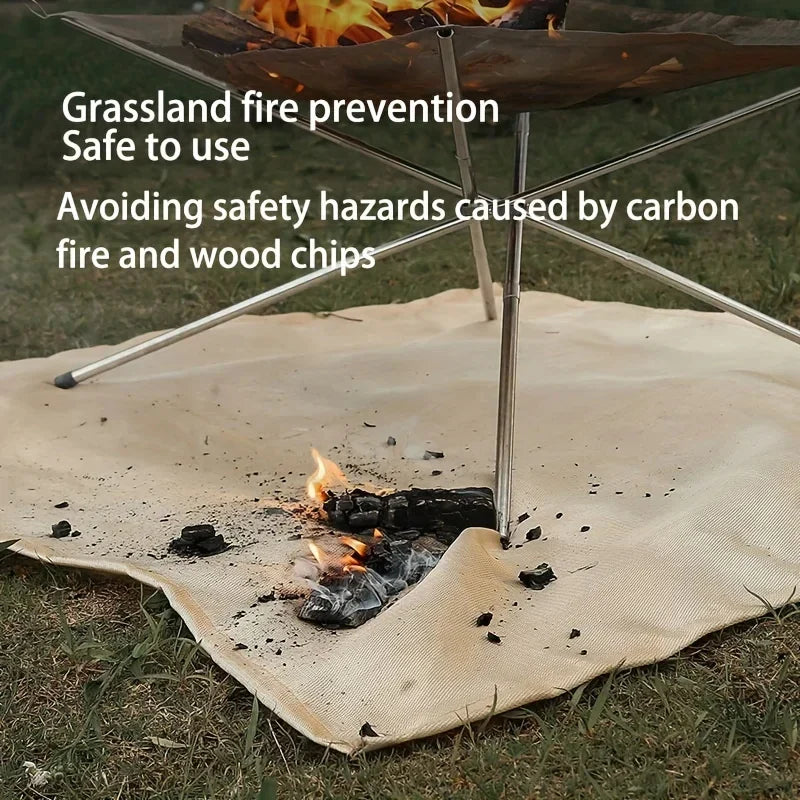 Outdoor Camping & BBQ Fire Protection Mat – High-Temperature Iron Fire Retardant Carpet for Picnic, Barbecue & Indoor Use
