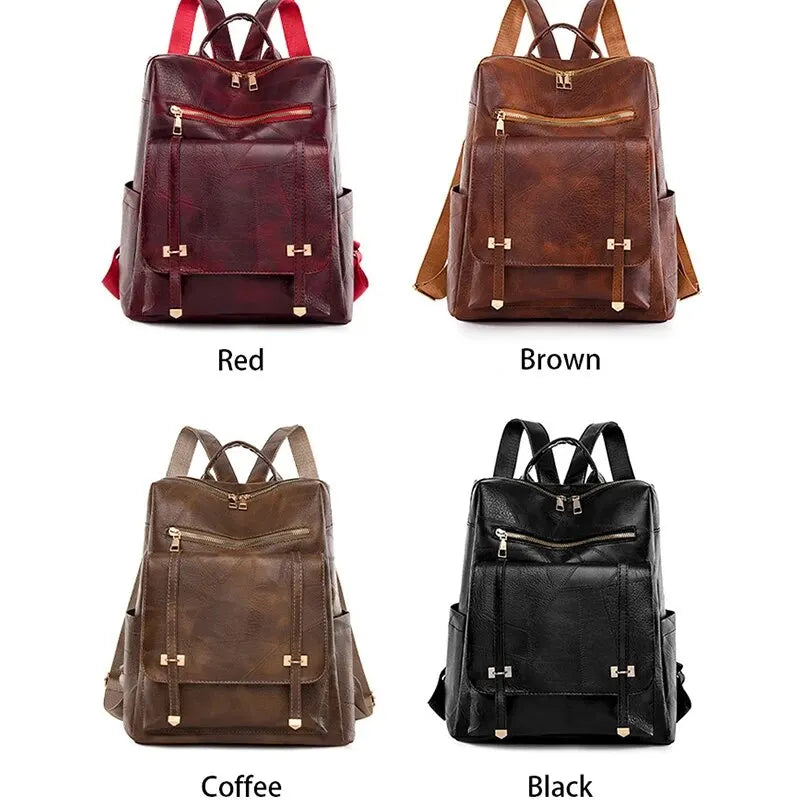 Vintage Women's Leather Backpack - Large Capacity, Daily Commute and Travel Bag, Perfect for Shopping