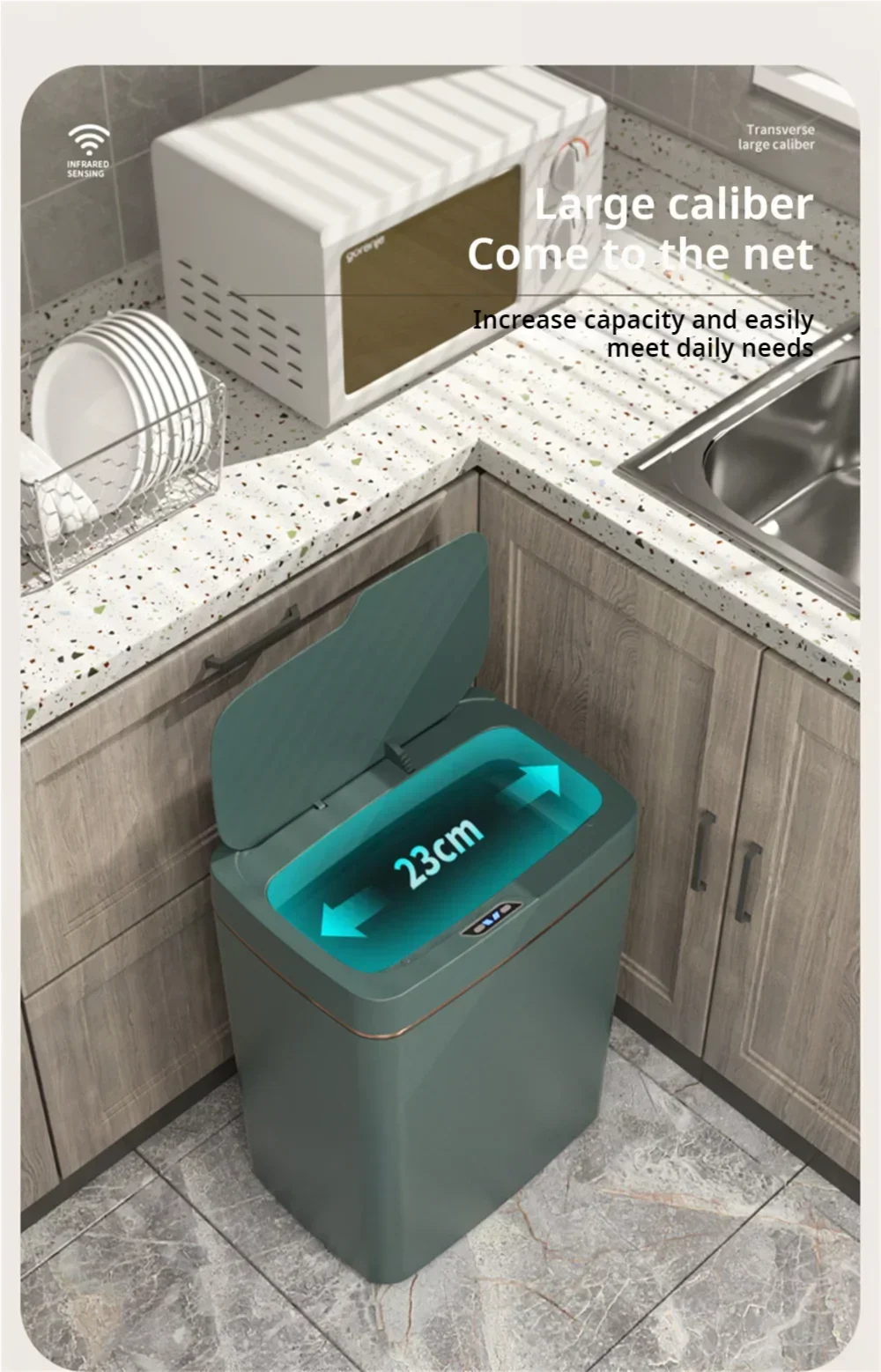 15L Touchless Smart Sensor Trash Can – Waterproof Automatic Garbage Bin for Kitchen, Bathroom & Bedroom