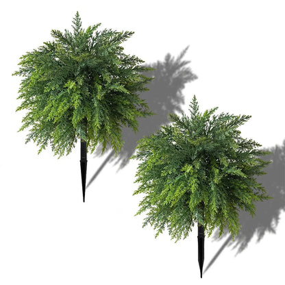 Artificial Cypress Topiary Plants - UV-Resistant Faux Cedar Bushes with Spike for Outdoor Decor