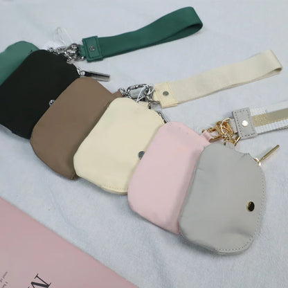 Women's Double Pouch Wristlet Keychain Wallet | Zipper Coin Purse & Detachable Key Card Holder | Portable Change Pocket