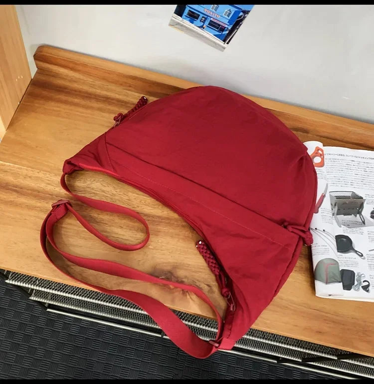 Trendy Women’s Soft Cloth Shoulder Bag | Solid Color Casual Crossbody & Hobo Bag for Students
