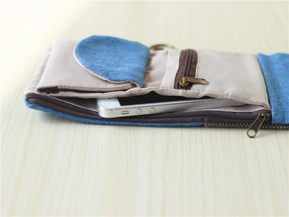 Women’s Canvas Cartoon Card Wallet – Foldable Key Organizer & Coin Purse, Small Pouch Money Bag for Girls 2024