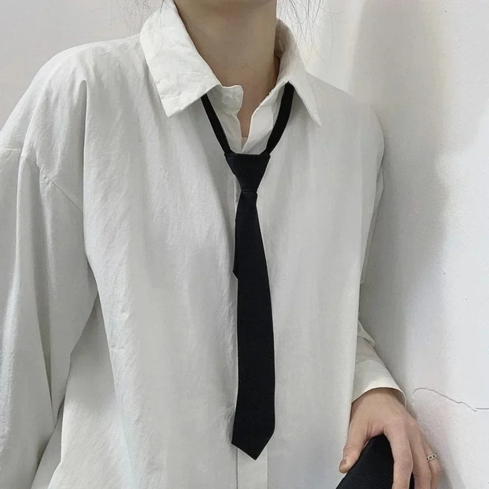 Unisex Black Clip-On Tie – Simple Security Necktie for Uniforms, Suits, Students & Funerals