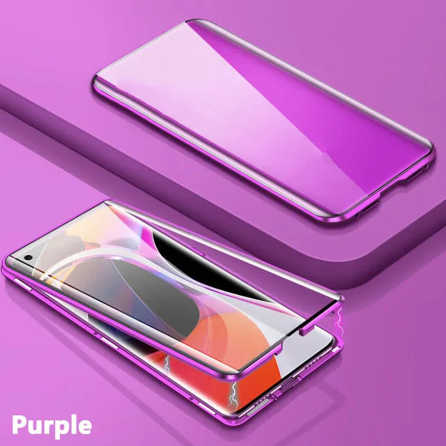 Metal Magnetic Phone Case - Double Sided Glass Protective Cover for Samsung Galaxy S23 S22 S21 Ultra Plus S20 FE A54 A53 A52 A71 A51 A34