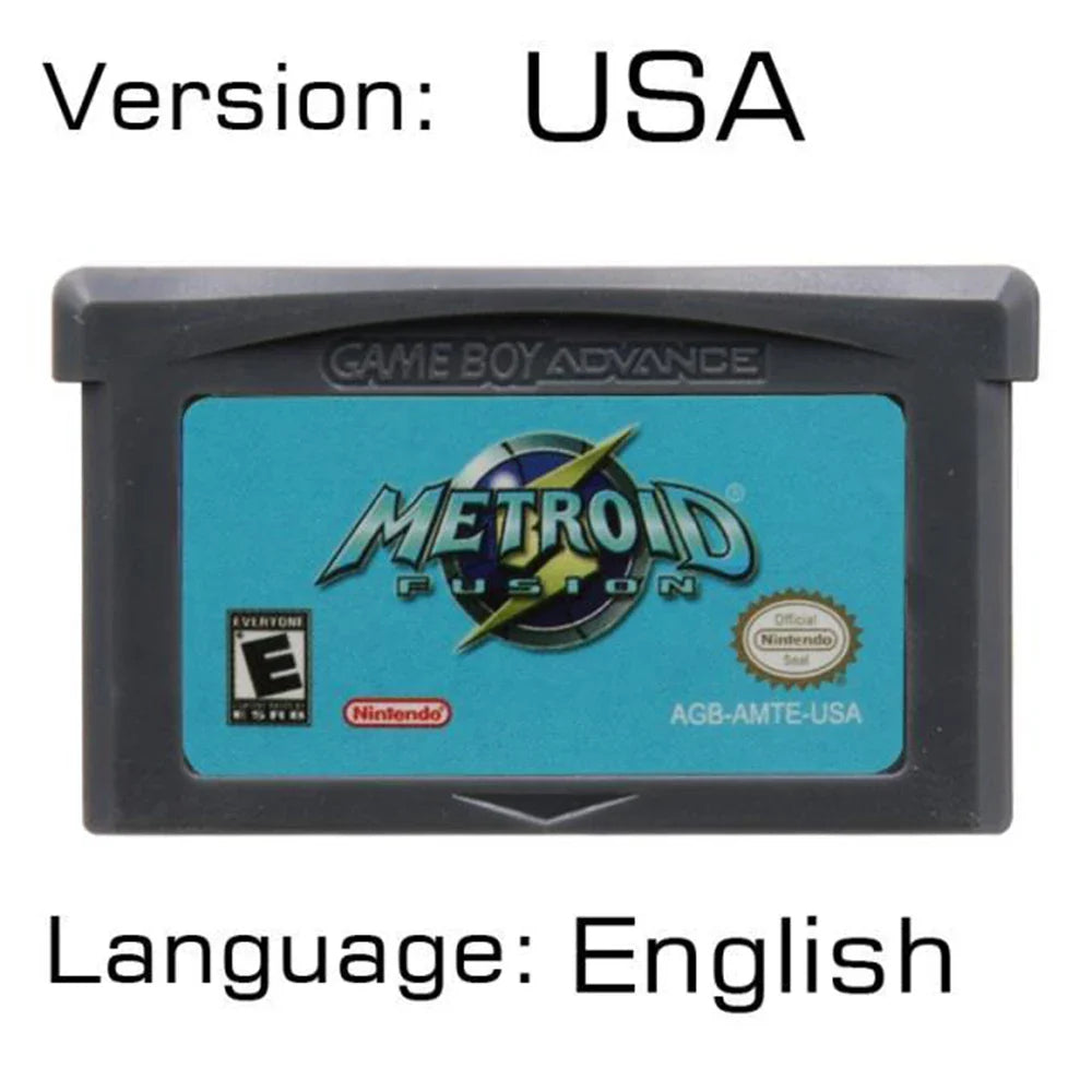 Metroid Series 32-bit GBA Game Cartridge – Fusion & Zero Mission Console Card for GBA & NDS, USA & EUR Version