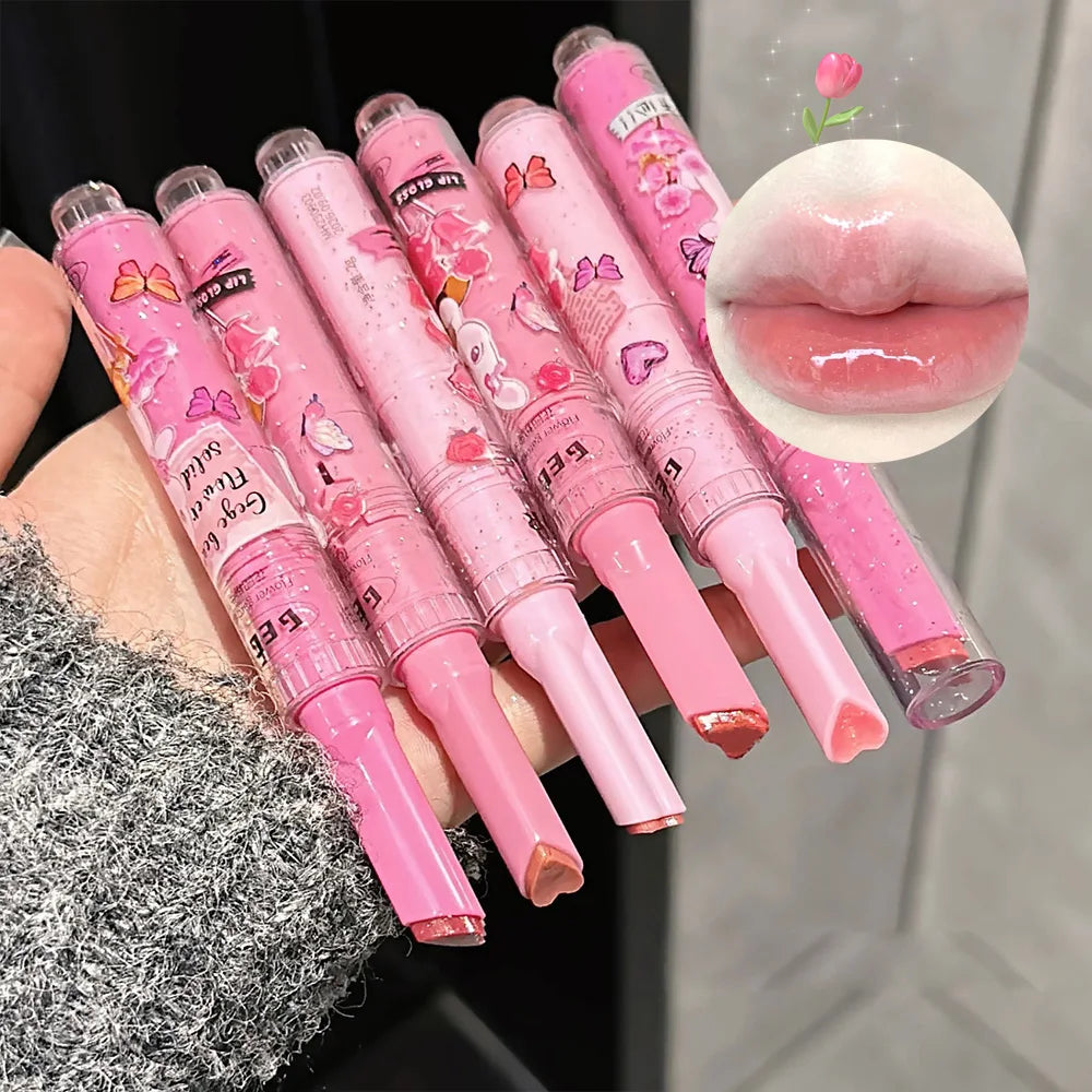 Gege Bear Pink Rabbit Lip Gloss — Moisturizing, Long-Lasting Watery Colored Lip Balm