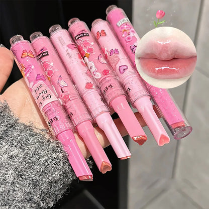 Gege Bear Pink Rabbit Lip Gloss — Moisturizing, Long-Lasting Watery Colored Lip Balm