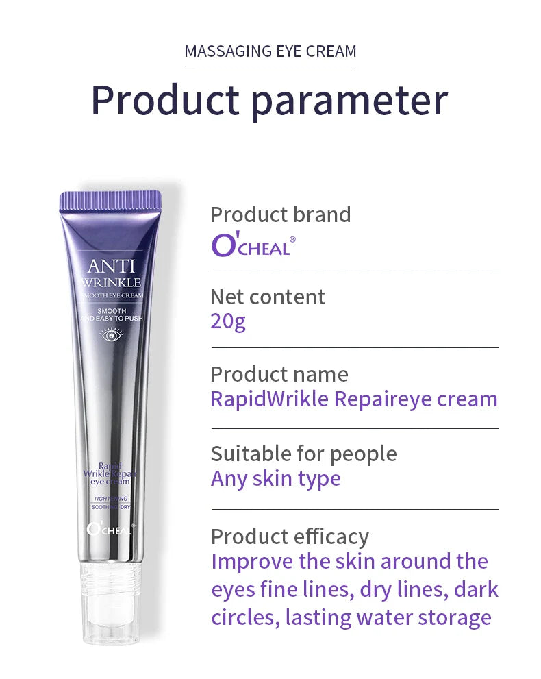 O'CHEAL Anti-Wrinkle Eye Cream Roller – Dark Circle & Puffiness Reducer with Hyaluronic Acid for Anti-Aging Skin Care