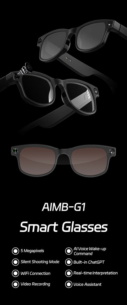 500W AI Smart Camera Sunglasses 3-in-1 Lens HD1080P ChatGPT Voice Control WiFi Bluetooth Intelligent Glasses