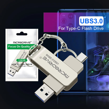 Type-C USB 3.0 Flash Drive – 64GB to 128GB Pen Drive for Phone & PC, Ideal Gift