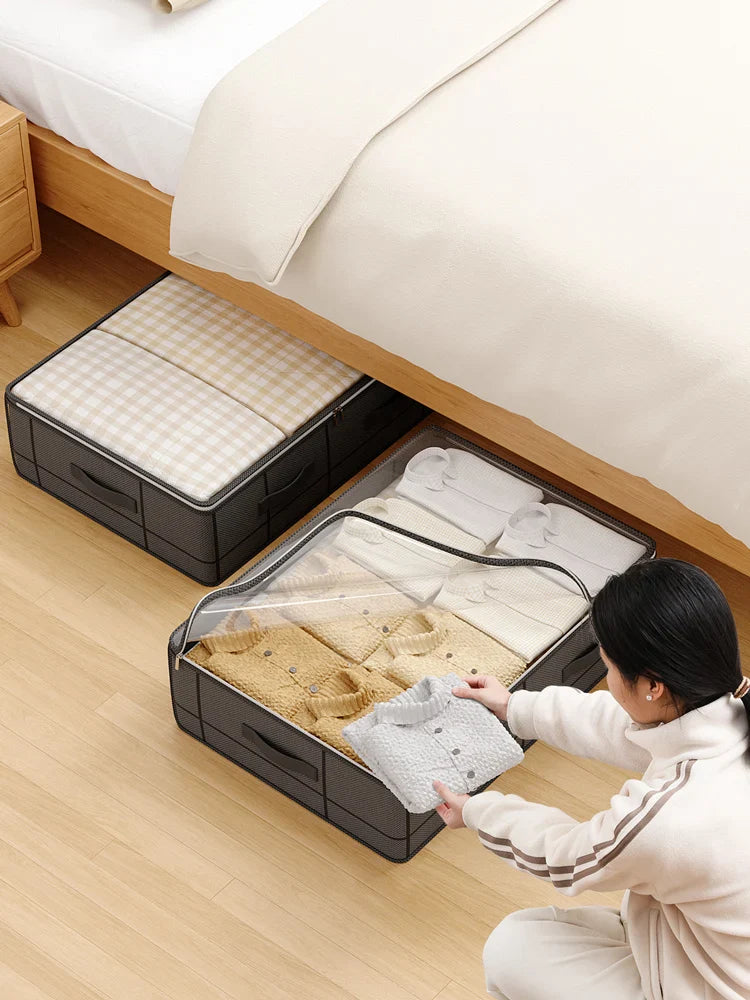 Heavy-Duty Under-Bed Storage Bag – Foldable Box with Large Transparent Window for Clothes, Bedding & Dorm