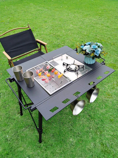 Lohascamping Folding Camping IGT Table – Lightweight Portable Roll Table with Adjustable Legs for BBQ, Desktop Burner & Backpacking