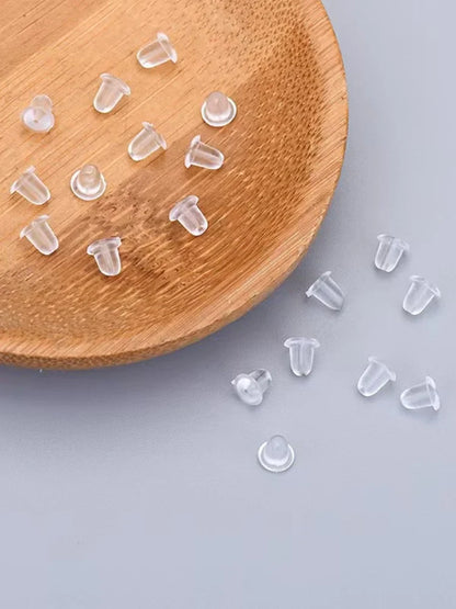 100pcs Clear Silicone Earring Backs – Soft Rubber Safety Bullet Stopper Jewelry DIY Accessories Ear Plugs Replacement