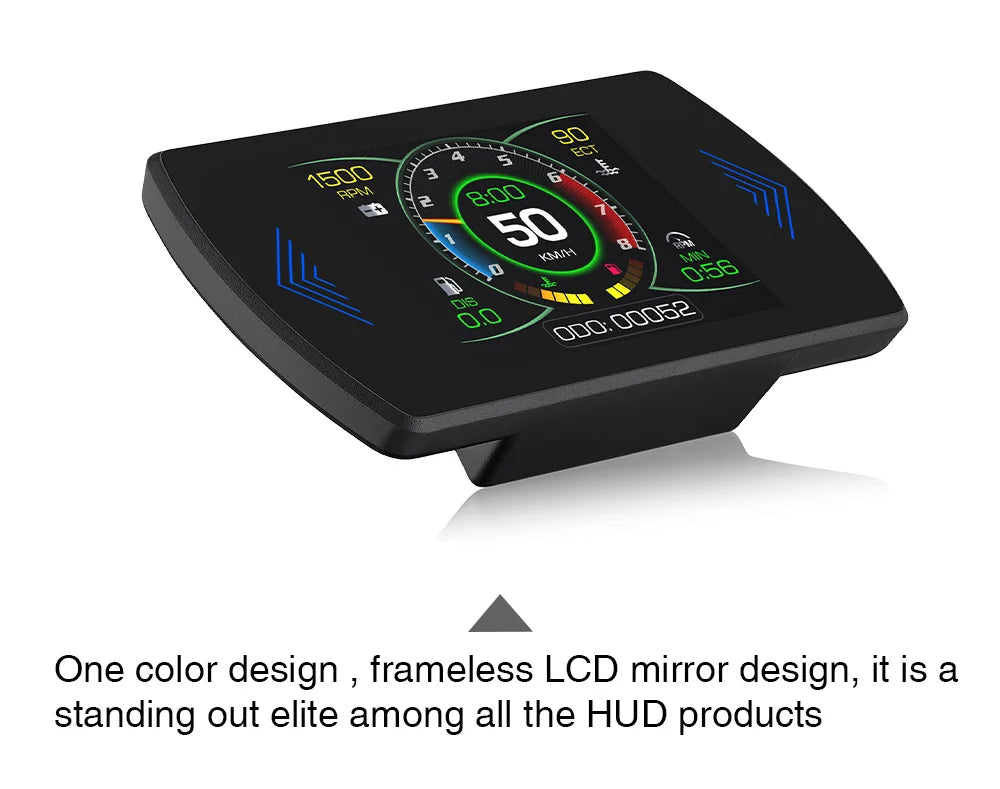 P12 Car OBD2 Head-Up Display — Dual System HUD, Smart Digital Meter for Speed, Fuel, Fault Codes & Driving Data