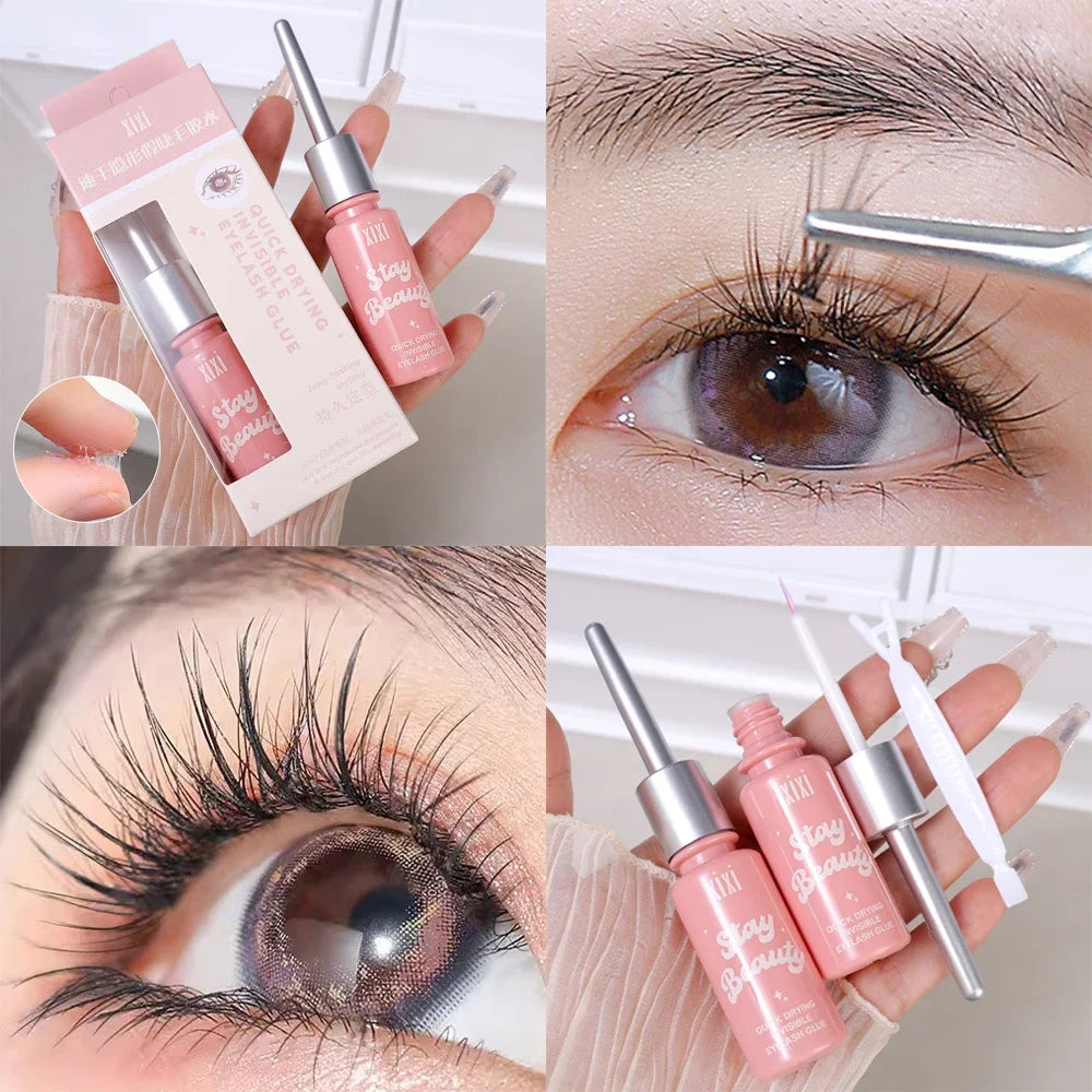 Quick-Dry Invisible Eyelash Glue – Transparent, Waterproof, Self-Adhesive Extension Glue for Natural Fake Eyelashes Makeup
