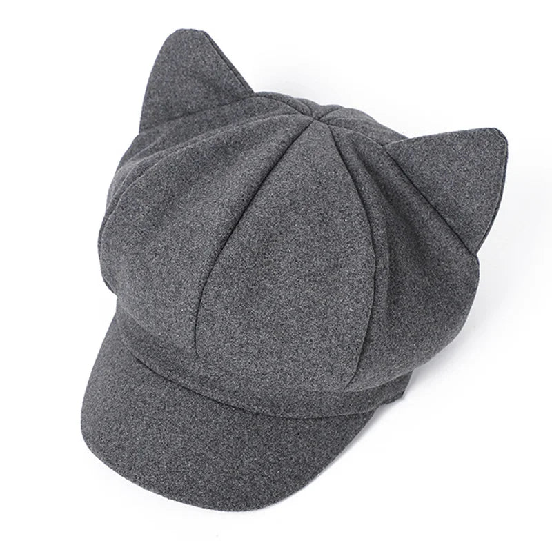 Autumn Winter Wool Newsboy Cap – Solid Octagonal Beret Hat for Women & Men, Casual Painter Style