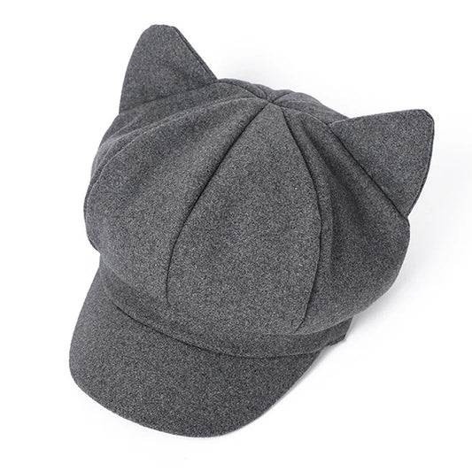 Autumn Winter Wool Newsboy Cap – Solid Octagonal Beret Hat for Women & Men, Casual Painter Style
