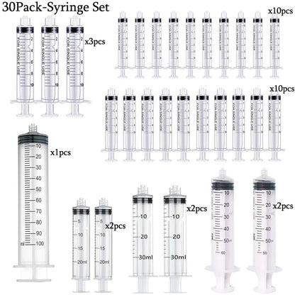 50-Pack Syringes with Blunt Tip Needles — 14G-23G with Caps for Refilling & Measuring Liquids